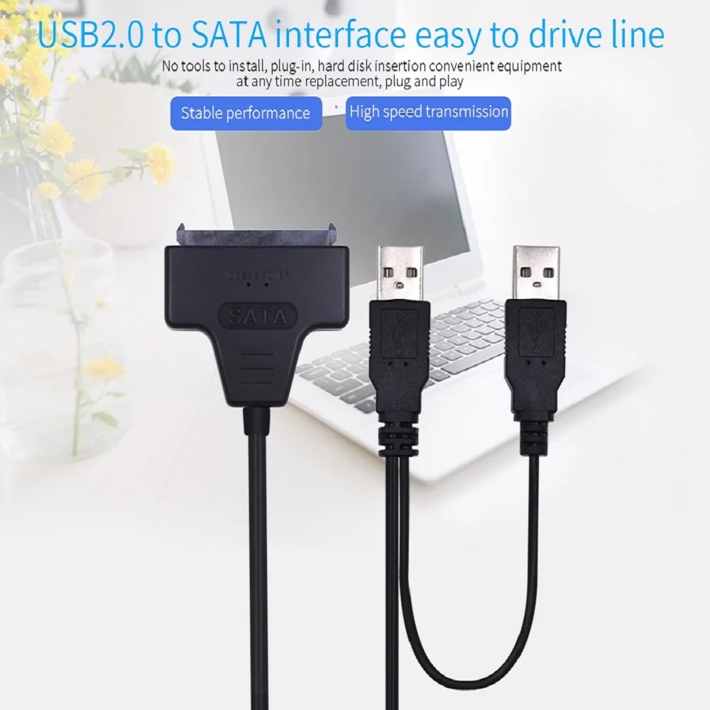 

TISHRIC SATA USB 2.0 Cable Converter Adapter with USB Power for Laptop 2.5 Inch HDD SSD DVD Hard Disk/Drive USB SATA 15 7 22Pin
