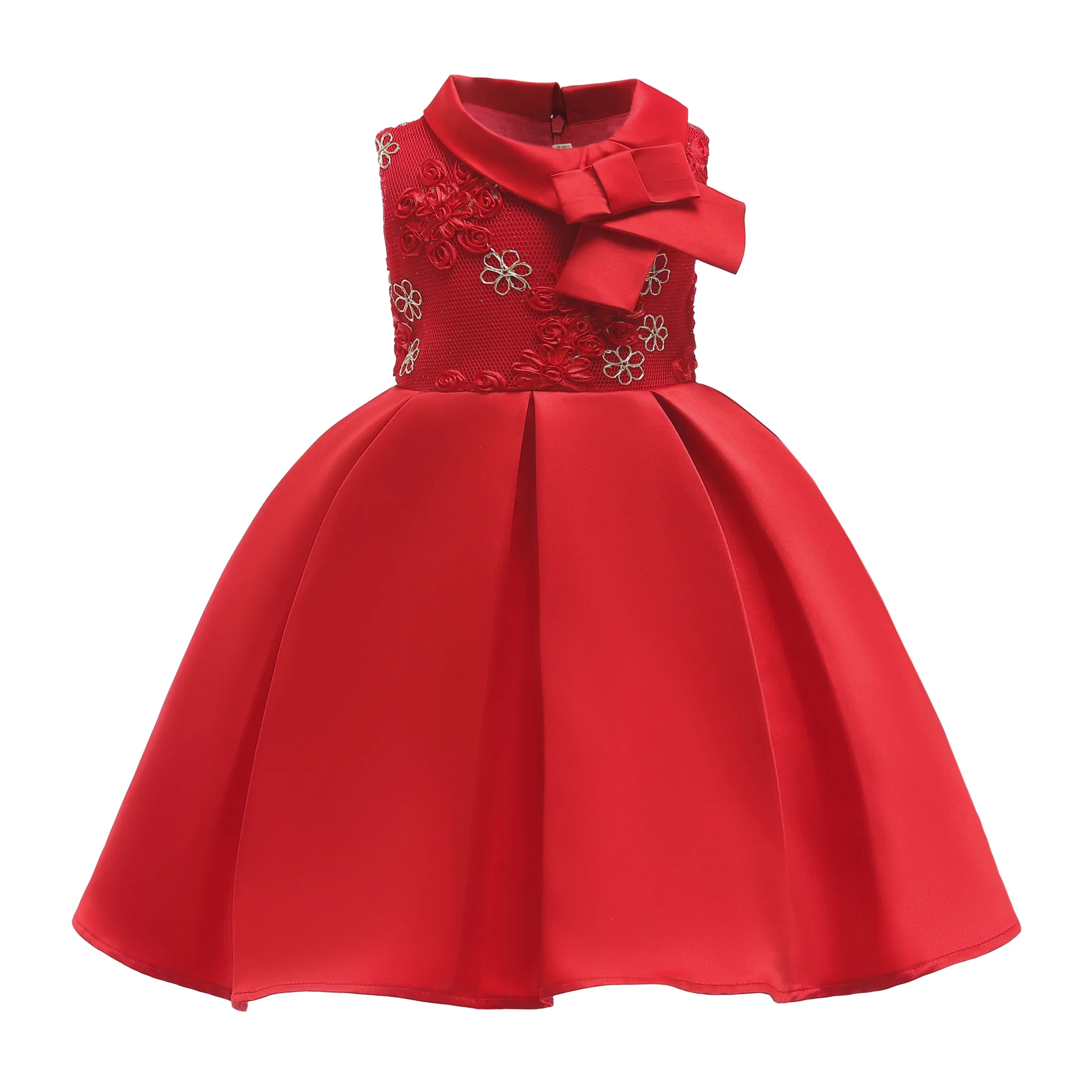 

2018 Real Hot Sale Cotton Mid-calf Cute Bow Trolls Moana Children's dress, Girl's Dress, Flower Three-dimensional Vest Dress