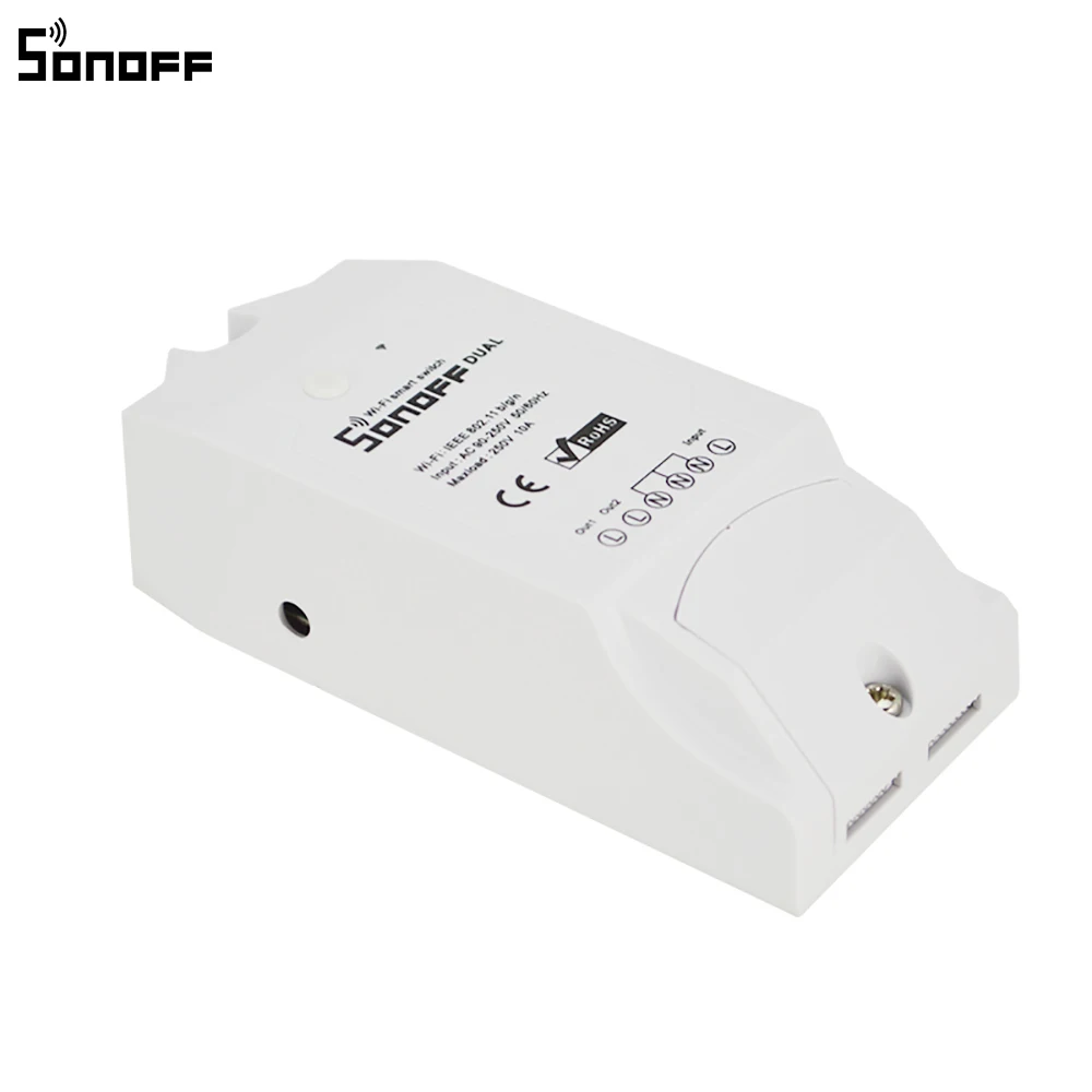 

Sonoff Dual 2CH Wifi Switch Dual Lights Controlled Remote Wifi Switch Control Two Devices Smart Wireless Switch Works With Alexa