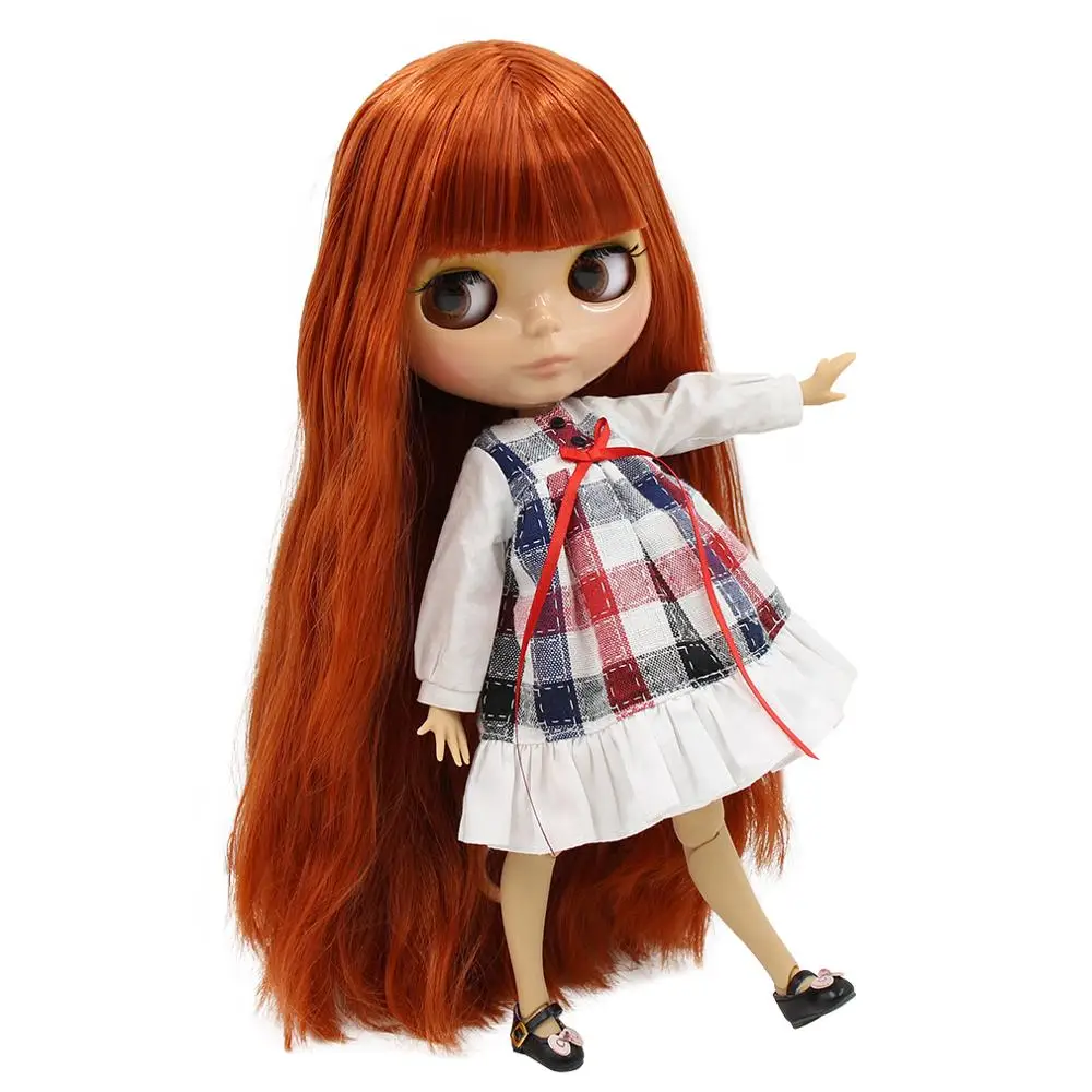 Ледяная кукла DBS blyth тело из кожи загара 1/6 bjd красные коричневые волосы с челкой 30