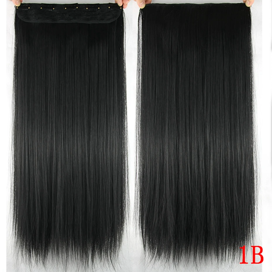 Soowee, длинные прямые волосы коричневого и светлого цвета, натуральный цвет, женские волосы с эффектом омбре, высокая температура, синтетические накладные волосы на заколках - Цвет: 1B