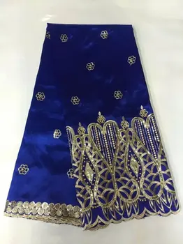 

Free Shipping Classic Design Silk George Lace Fabric With Bead Sequin Embroidery African Lace Fabric For Nigerian Party Dress 5y