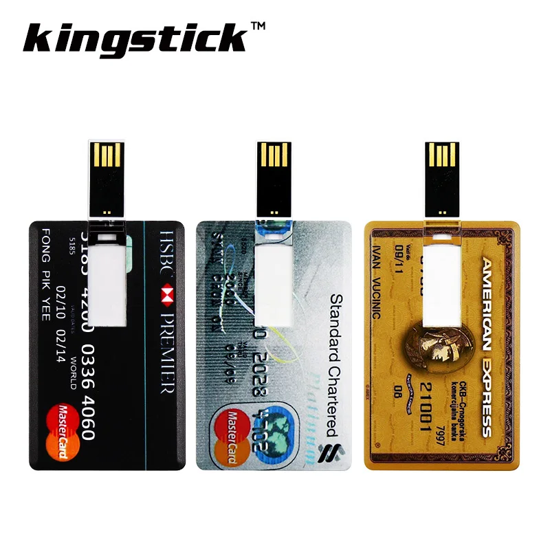 Купить Usb накопитель kingstick Flash Drive USB2.0 модель банковской карты флешки 8 GB 16 ГБ, 32 ГБ, 64 ГБ 128 гигабайт Кредитная карта накопитель флэш накопитель