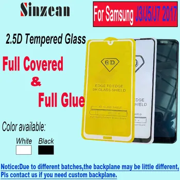 

Sinzean 100pcs 2.5D Full Glue Tempered Glass for Samsung J5/J7 2017 Full Cover 5D/6D/9D Screen Protector Film For Galaxy J3 2017