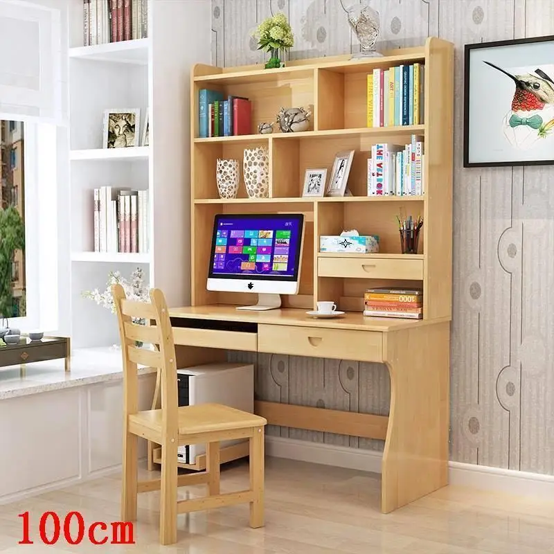 Escritorio De Oficina Tavolo офисный стоячий стол в стиле ретро, деревянный прикроватный стол, подставка для ноутбука, стол с книжной полкой - Цвет: Version M