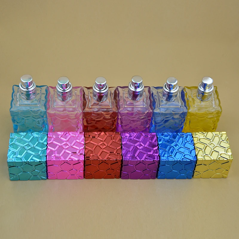 

5pcs/lot 20ML 30ml Water Cube Design Empty Perfume Bottles Atomizer Spray Glass Refillable Bottle Spray Scent Case