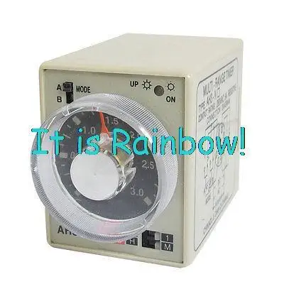

Free Shipping AC 220V 0-30 Hour 3min 30hour Dual Mode Delay Timer Timing Relay 8P AH3-NE