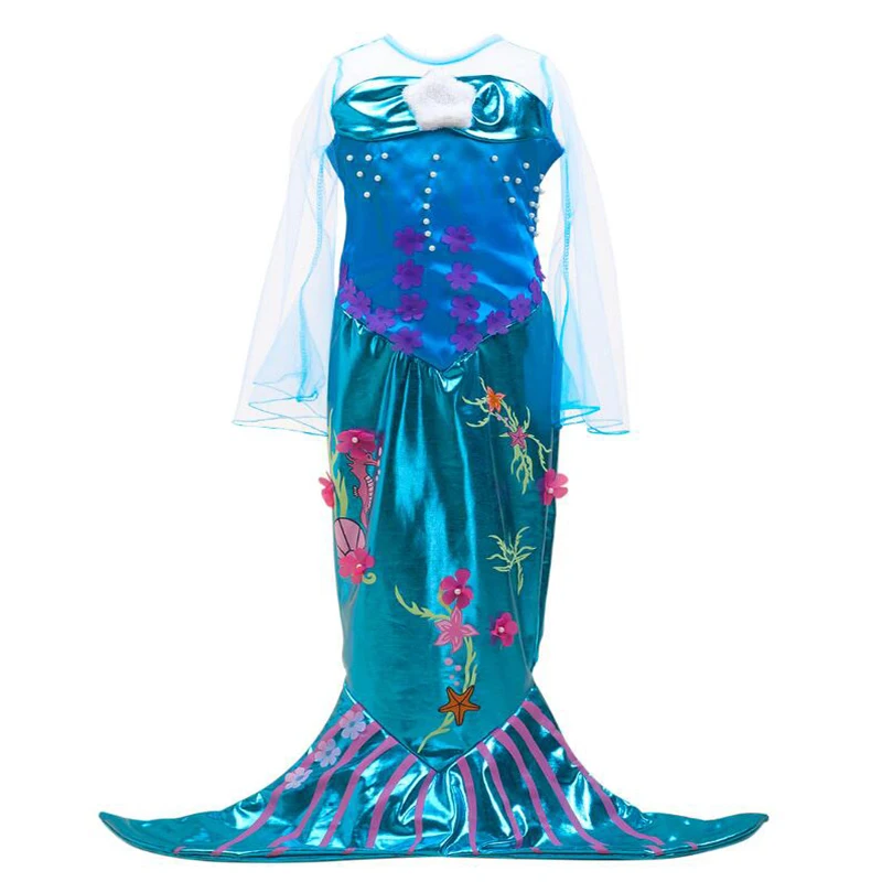 

The Little Ariel Princess Mermaid Tail Costume Girls Halloween Cosplay Dress Fancy Party Classical Children Mermaid Tails Kids