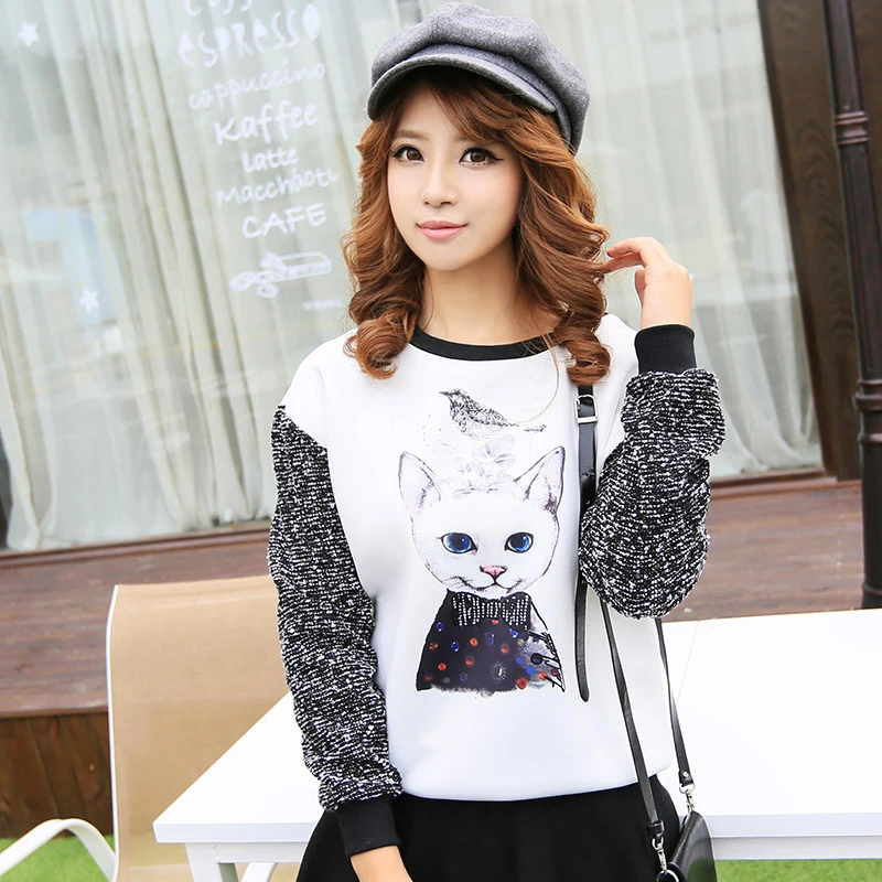 Cute Cat Print Hoodies font b Anime b font font b Cosplay b font Harajuku Hoodie