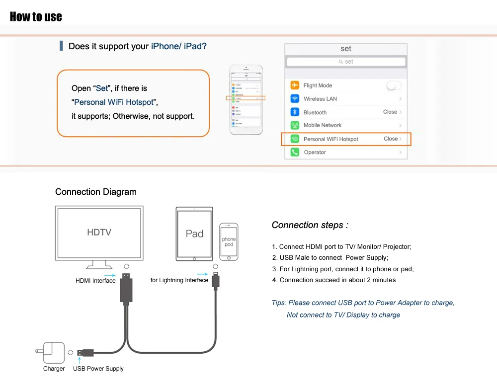 USB к HDMI конвертер для Lightning к HDMI зеркальный кабель адаптер для Apple iPhone X 8 7 6S iPad HDMI ТВ Цифровой AV адаптер