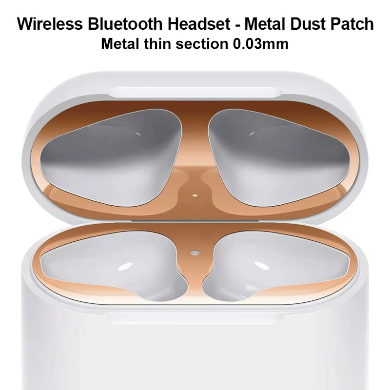 

Dust Guard Gold Plating Protection Sticker Cover Metal Plate for Airpods DJA99