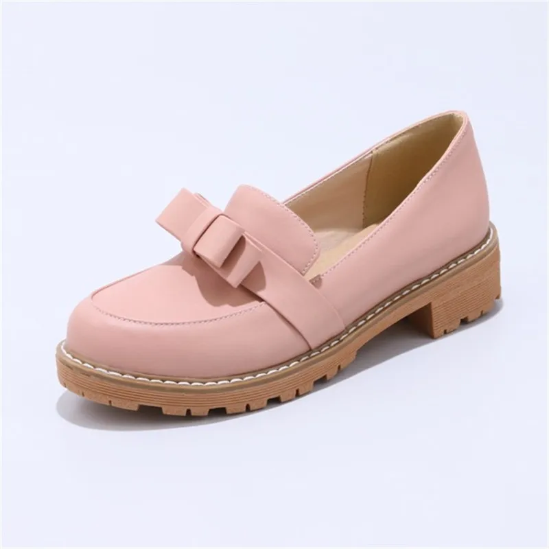 New Fashion Bow Shallow Mouth Slip-on Women Flats Sweet Ladies Casual Flat Shoes Big Size 32-43 Women Loafers Shoes Woman Oxford (3)
