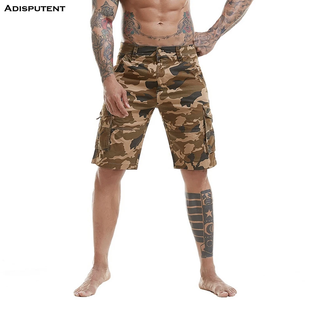 Aisputent мужские летние шорты, повседневные свободные шорты с несколькими карманами, большие камуфляжные военные комбинезоны, шорты-карго в стиле хип-хоп