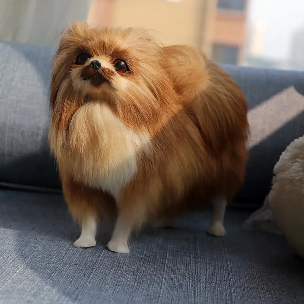 

Simulated Cute Pomeranian Dog Photography Props Desktop Car Home Decor Toy Gift plastic&furs standing dog for girls Birthday