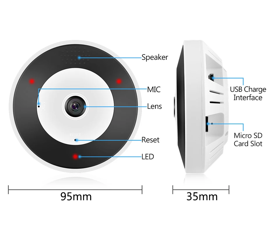 Techege, беспроводная, VR, IP камера, проводная, 960 P, умная, 360 градусов, панорамная, CCTV, камера безопасности, 1.3MP, wifi, камера ночного видения