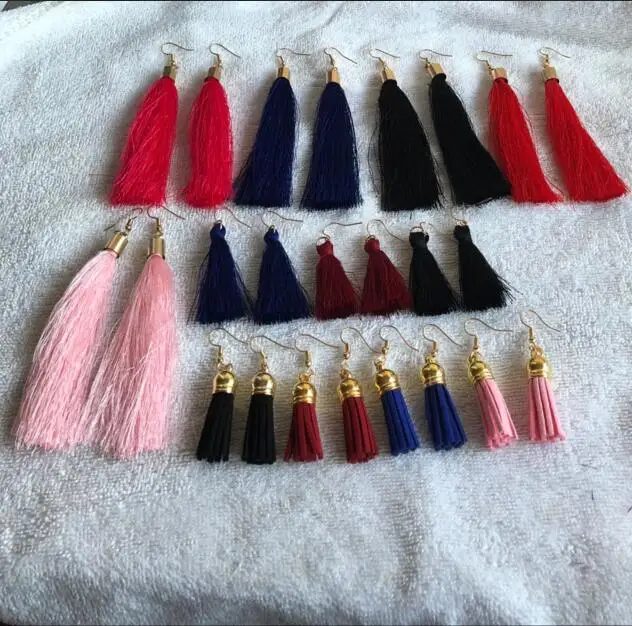 

Fashion Multicolor Ethnic Style Tassel Earrings Fiber Tassel Drop Earrings for Women Bridal Fashion Wedding Jewelry Party 1 pair