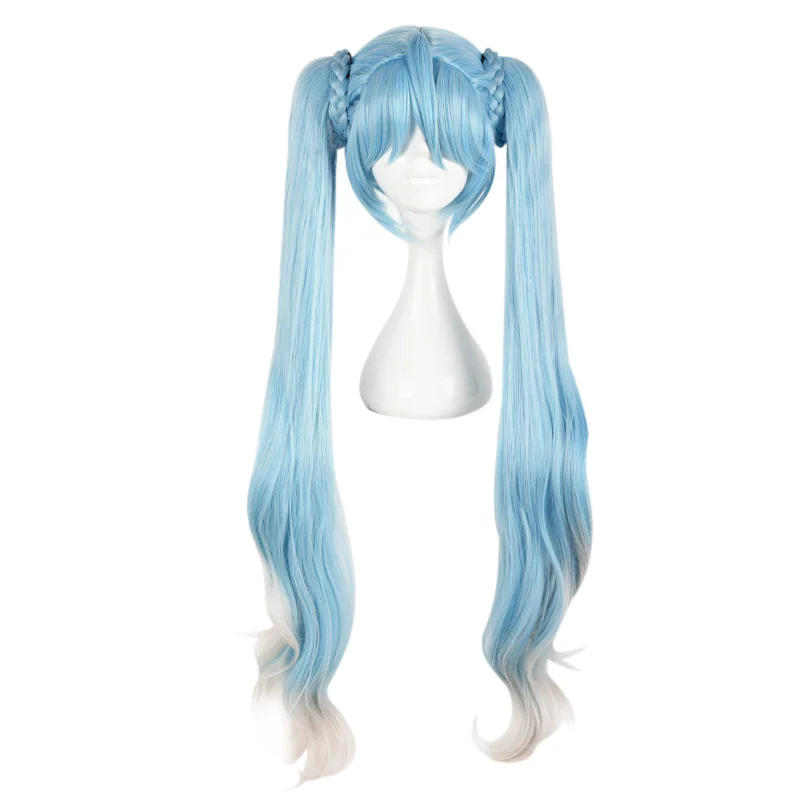 

MCOSER 100cm Long hair Synthetic Light Blue Cosplay Costume Wig+2 ponytails 100% High Temperature Fiber Hair