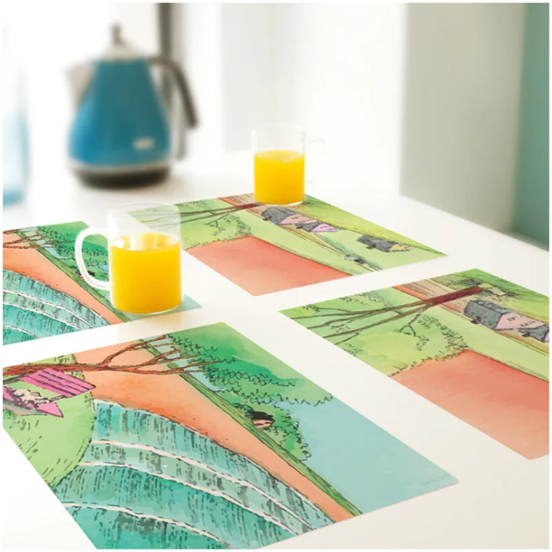 

CFen A's PVC Dinner table Placemat waterproof Non-Slip Table Setting placemats for table bowl pad coasters tableware mat 2pcs