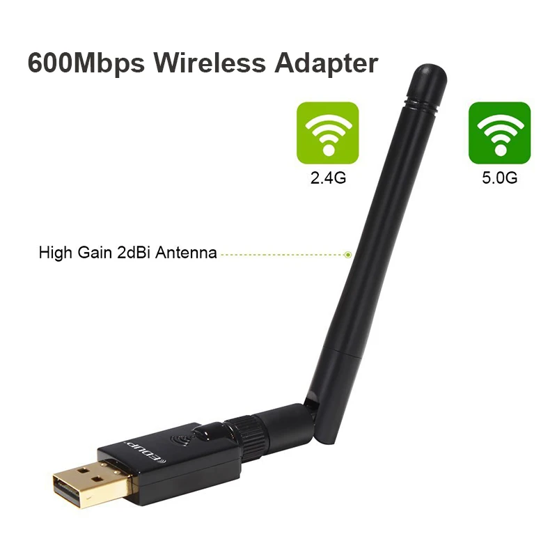 EDUP 5 ГГц usb Wi-Fi адаптер 802.11ac 600 Мбит/с wifi антенна 2dbi usb Ethernet адаптер на большое расстояние через стену wifi приемник ПК
