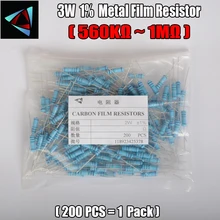 2W Watt 1% (200pcs/lot) Metal Film Resistor 560K 620K 680K 750K 820K 910K 1M Ohm