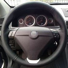 High Quality Cowhide Top Layer Leather Handmade Sewing Steering Wheel Cover Protect For Volvo S60 XC70 XC80 XC90