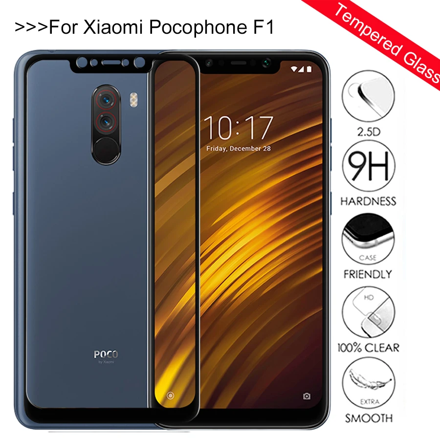 Закаленное стекло с полным покрытием для Xiaomi Pocophone F1 Защита экрана xiaomi poкофон Poco F