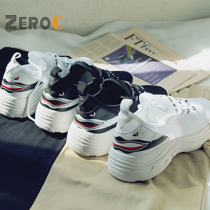 

ZeroC 2019 Rock Shark Sneakers Men Stylish Designer Shoes White Sneakers Black Walking Footwear Breathable Mesh Sneakers Shoes