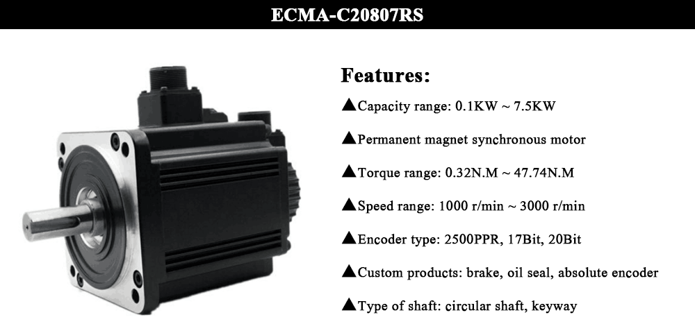 Сервомотором 750W B2 серии ASD-B2-0721-B+ ECMA-C20807RS+ 3M провода 2.39N.M 5.1A хорошее качество Применение для автоматической промышленности