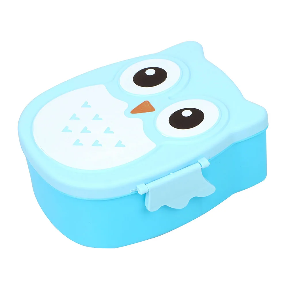 900ML Owl Shape Lunch Box Children Bento Boxes Lunchbox with Spoon Fork Cute Kitchen Accessories Food Container Storage Case - Color: Blue