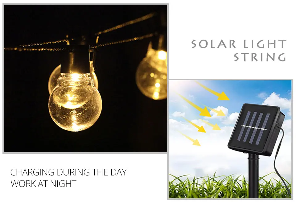 Solar Garland LED String Light Balls Outdoor Party Wedding Garden Light Chain (1)