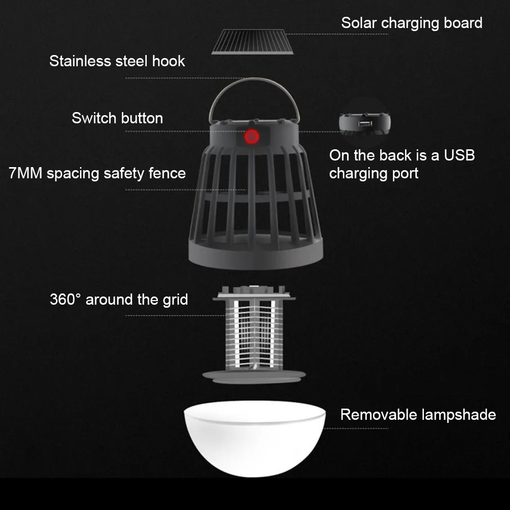 

LED Mosquito Killer Lamp Light Bulb Multifunction USB Charging Zapper Safe For Home Room MAL999