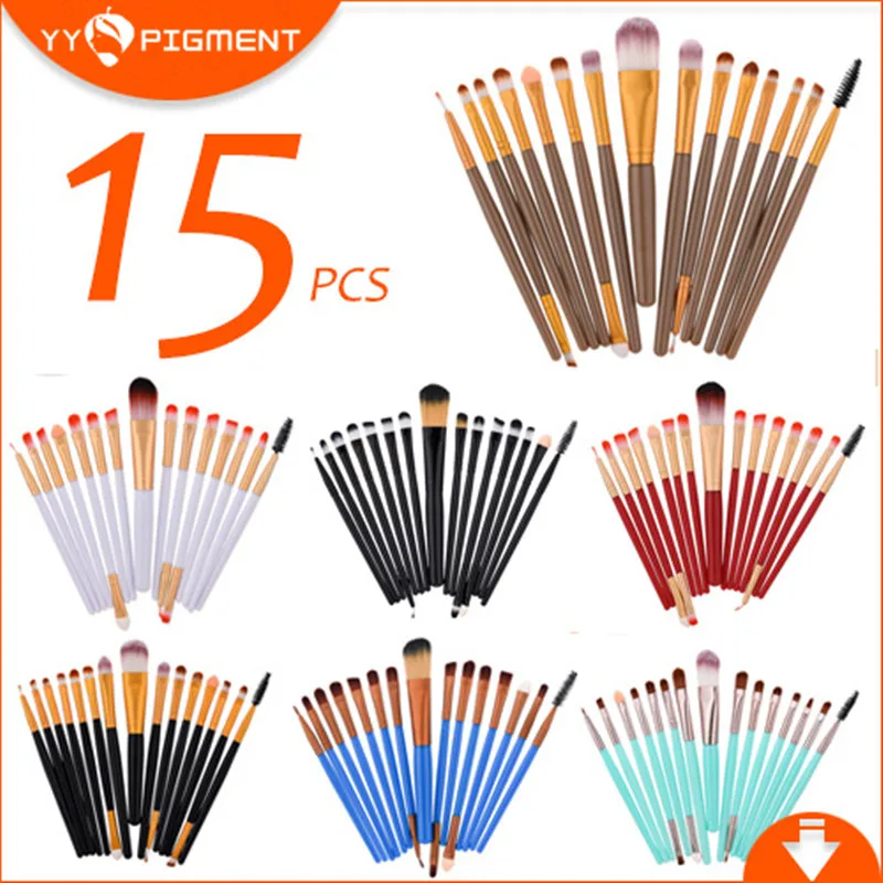 

2018 15 pcs 1 Sets Eye Shadow Foundation Eyebrow Lip Brush Makeup Brushes Tool