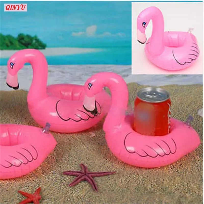 Inflatable Flamingo Drink Can Cell Phone Holder Stand Water Floating