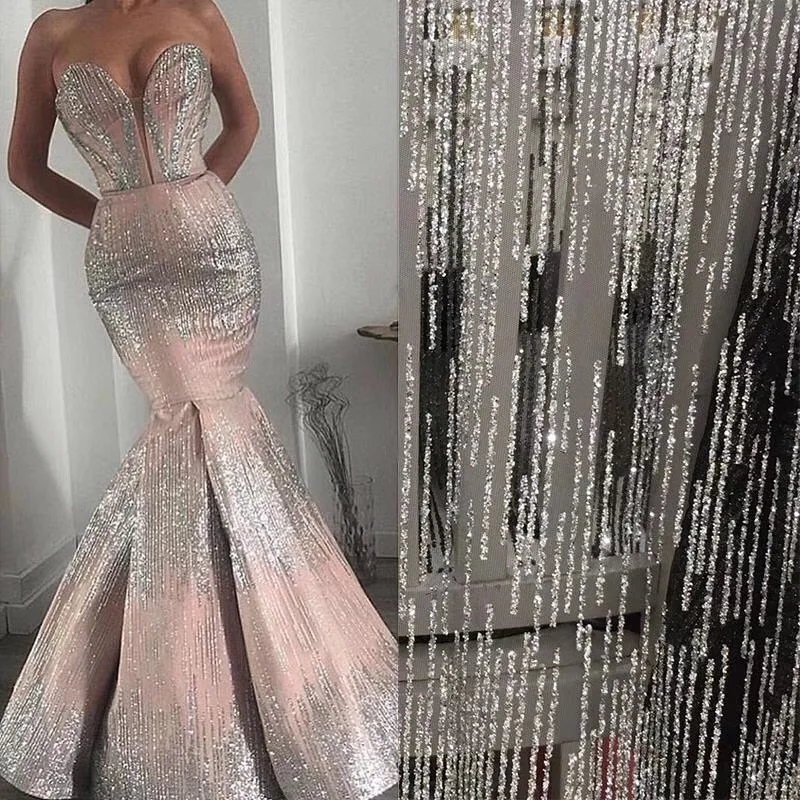 

Popular design L-61217 glued glitter embroidery African tulle lace French net fabric glued glitter lace fabric