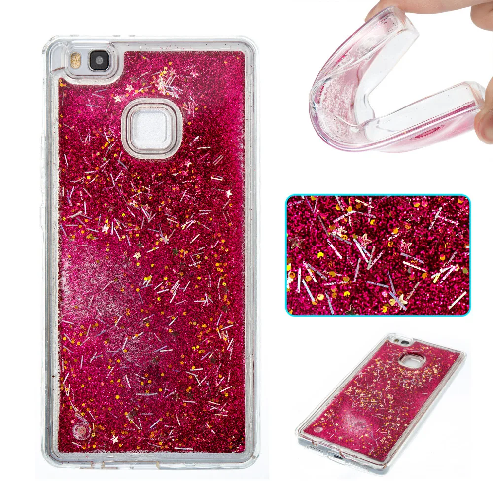 High quality soft Glitter Dynamic Liquid Quicksand Phone Back Cover Case For Huawei P9 LITE |