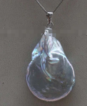 

Jew2442 Genuine Natural Gray Baroque Reborn Keshi Pearl Pendant 925r