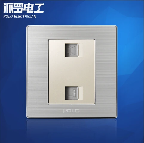 Wholesale POLO Luxury Wall Socket Panel, Double Telephone Outlet, Champagne/Black, Electric Socket, 10A, 110~250V, 220V,86*86mm Wholesale POLO Luxury Wall Socket Panel, Double Telephone Outlet, Champagne/Black, Electric Socket, 10A, 110~250V, 220V,86*86mm