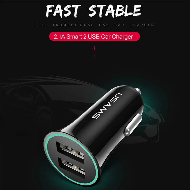 USAMS Max 2.1A Car Charger USB Phone Adapter Charging Mobile Phone