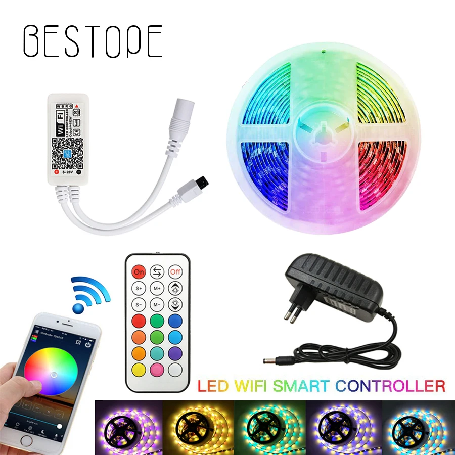 buy RF RGBW RGBWW LED Strip 5050 RGB WiFi 10m 5m DC 12V 5050 RGB LED Strip RGBW Stripe Flexible Light WiFi 24 keys controller