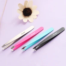Remoção do cabelo pinças de sobrancelha de aço inoxidável rosa inclinado preto ponta ponto rosto maquiagem inofensiva ferramenta beleza tira