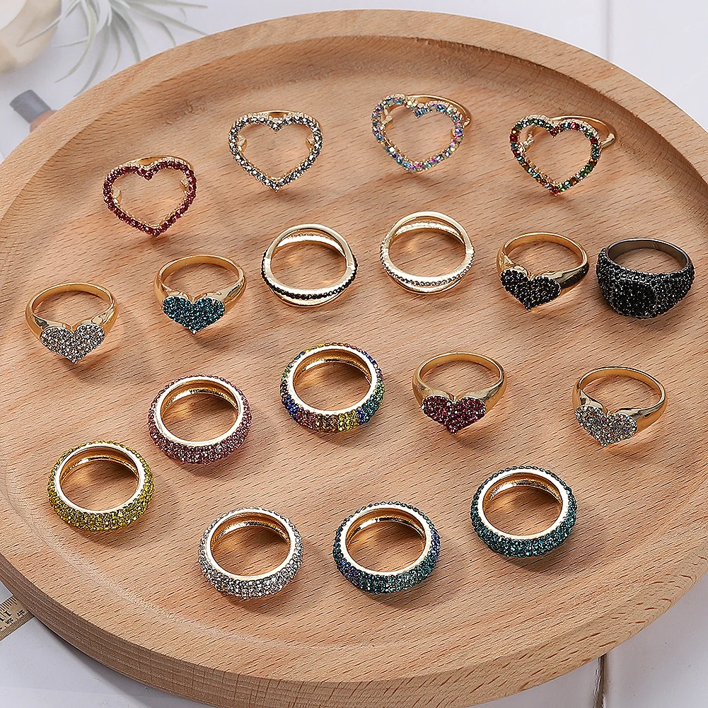 AOMU, новинка, модное разноцветное циркониевое геометрическое кольцо с круглым сердцем, блестящие Кристальные кольца со стразами для женщин, вечерние ювелирные изделия Gif
