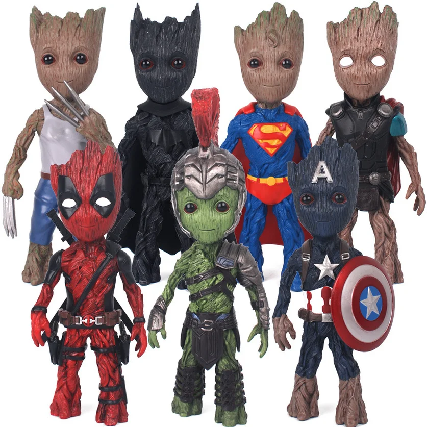 

New Groot Resin Toy Figure Deadpool Model Avengers Hulk Action Toy Figurine Marvel Toys for Children Kids Gifts 18cm Groot