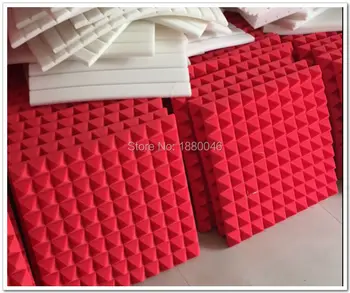 

New In stock Red Color pyramid studio acoustic foam sound acoustic foam panel acustico studio foam Free shipping 20pcs 50*50*5cm