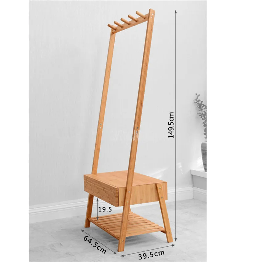 Natural Bamboo Articles Floor Corner Hanger Shelf Bedroom Living Room Dress Hat Storage Rack Shoes Cloth Organizer Storage Rack