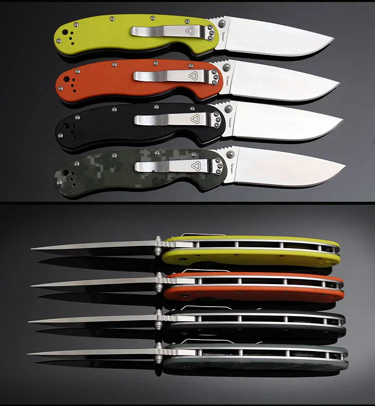 

FBIQQ high-end NEW RAT Folding Knife D2 Blade Steel With G10 Handle Utility Tactical Camping Pocket Survival Knives+Gift grindst