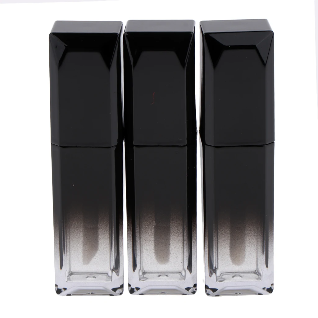 

3pcs Refill Lip Gloss Bottle Lipstick Cosmetic Tube 4.5ml Black Ombre Clear