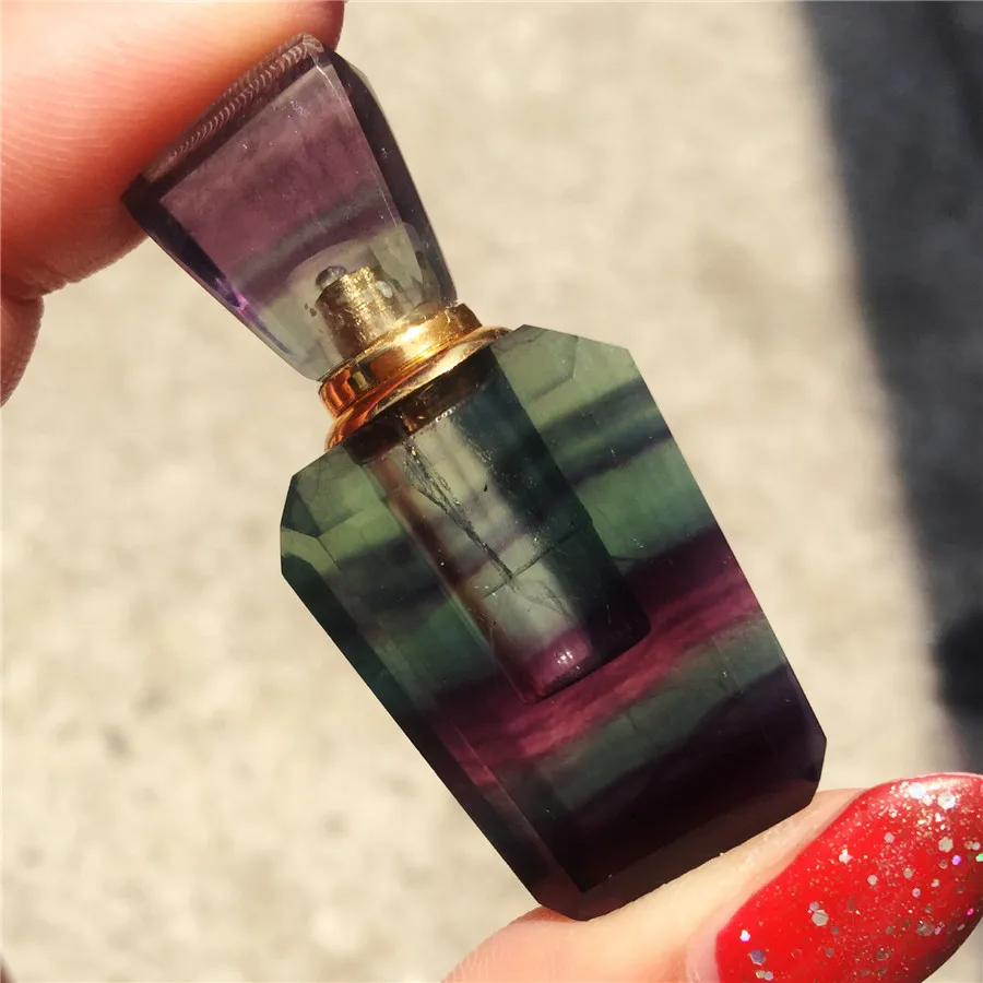Beautiful colorful natural fluorite wishing bottle perfume necklace lanugo auspicious gift | Дом и сад