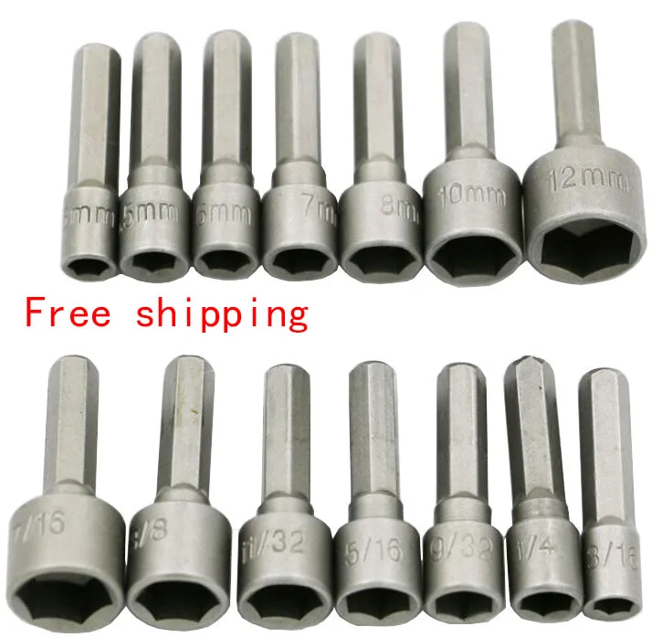 

14pcs 6mm~19mm Professional Magnetic Nut Driver Set Metric Socket 1/4" Hex Shank Impact Drill Bit Adapter For Power Tools