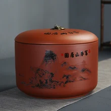 Китайский стиль фиолетовый; песок керамика с пятью торты ПУ-эр хранение чая, хранение сухофрукты кофе в зернах конфеты хранения светло-коричневый