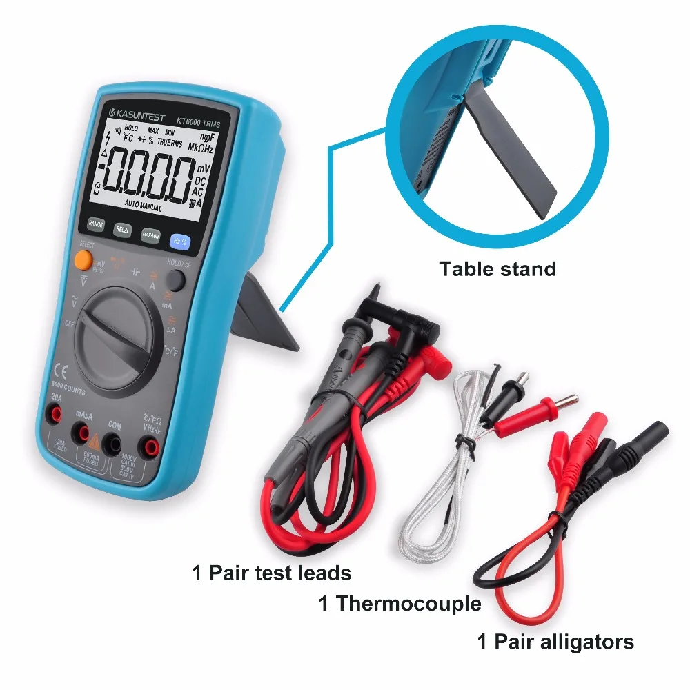 multimeter with test leads